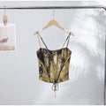 Sexy Satin Fish-bone Corset Women Slim Sleeveless Waist-cinching Spaghetti Strap Tank Tops 2026 New Ladies Spring Summer Outwear