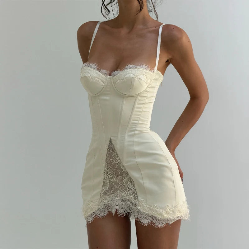 Sexy Lace Strap Casual Dress For Women V Neck Sleeveless Slim A Line Mini Summer Dresses Lady New High Street Party Robe 2026