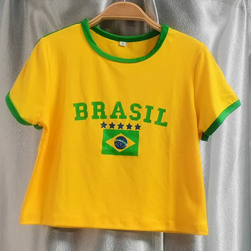 2023 Summer Women Clothing Short Sleeve T-Shirt+Drawstring Shorts 2Pcs Suit Brazil Letter Print Casual Tracksuit Fashion Outfits