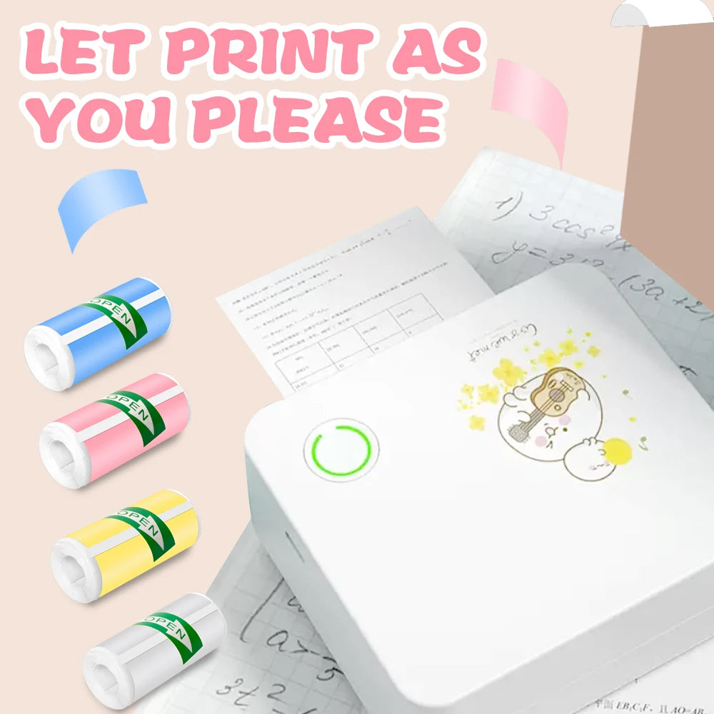Colorful Label Sticker 57*25MM Self-adhesive Roll Paper Label Sticker Photo Inkless Printing Portable Mini Printer Thermal Paper