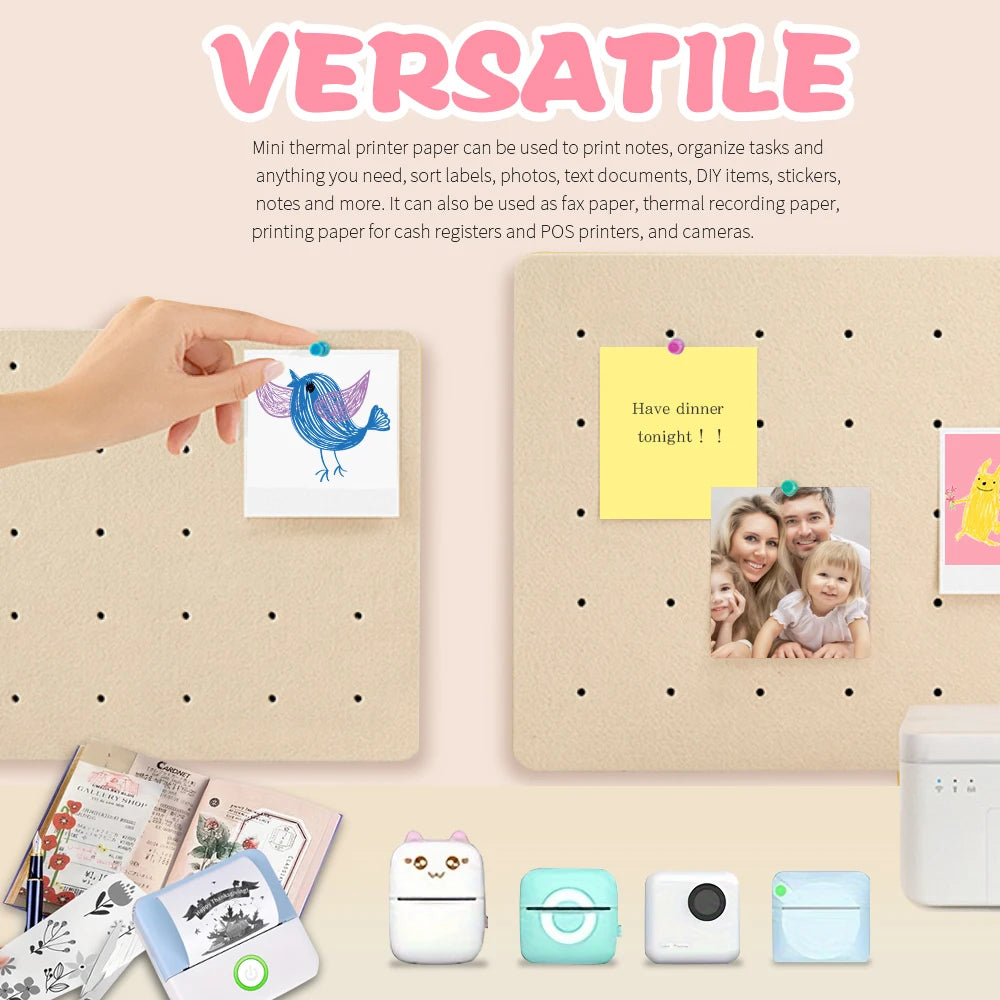 Colorful Label Sticker 57*25MM Self-adhesive Roll Paper Label Sticker Photo Inkless Printing Portable Mini Printer Thermal Paper